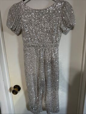 Ivy City Co Silver Sequin Kids One-Piece Bodysuit Romper